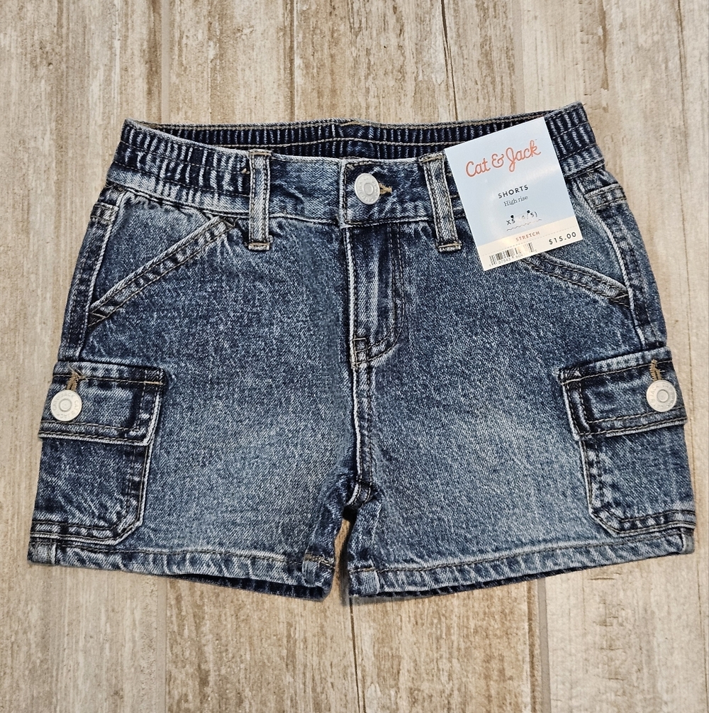 Cat & Jack High Rise Dark Wash Jean Shorts